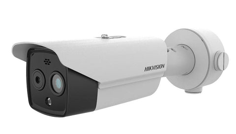 Thermische/optische IP-Bullet-Kamera Raucherkennungsalgorithmus Perimeter Brandschutz IR30 WDR120 3,6/4,3 mm Alarm/Audio Hikvision