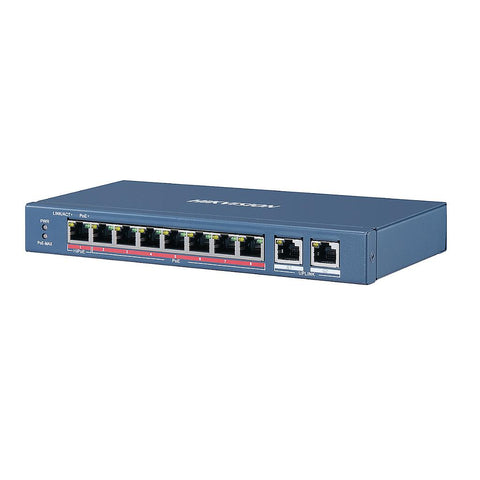 Hikvision 8-Port 100 Mbit/s Unmanaged PoE-Switch mit großer Reichweite + 2 Ports 10/100/1000