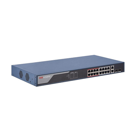 Smart POE Switch Fast Ethernet 16 Ports – 2 Gigabit-Ports – 2 SFP Hikvision