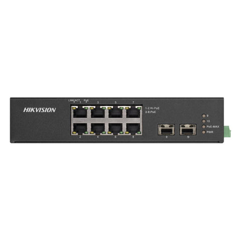 Unmanaged Hi-PoE-Switch mit 8 Ports und erweitertem Temperaturbereich von Hikvision